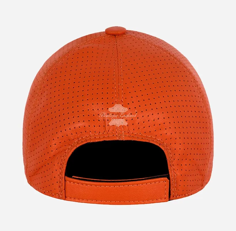 Unisex Perforated Leather Baseball Cap Leather Hat