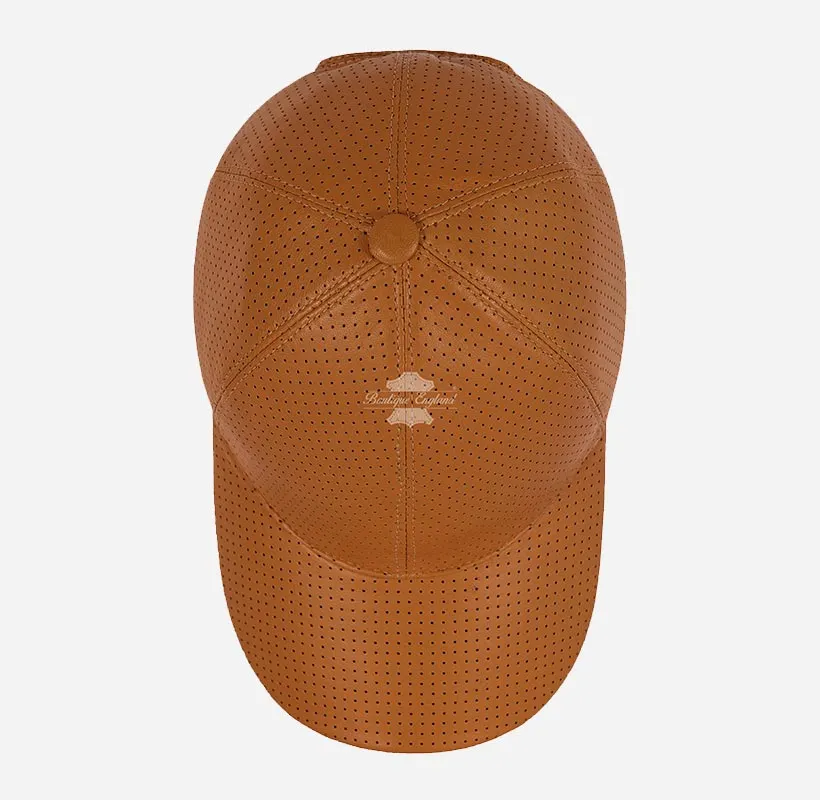 Unisex Perforated Leather Baseball Cap Leather Hat