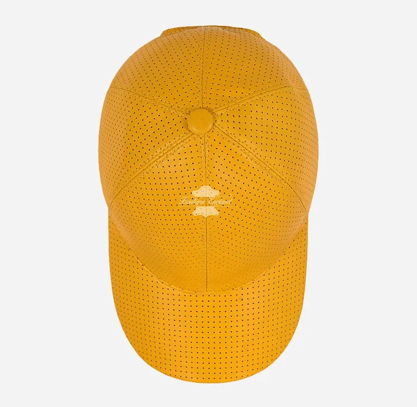 Unisex Perforated Leather Baseball Cap Leather Hat