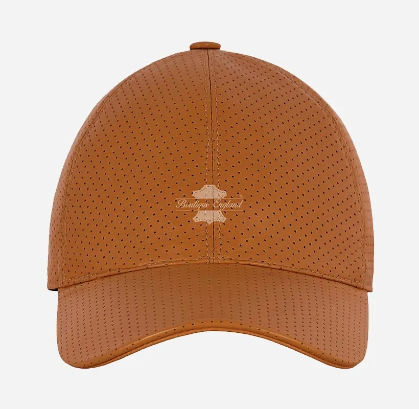 Unisex Perforated Leather Baseball Cap Leather Hat