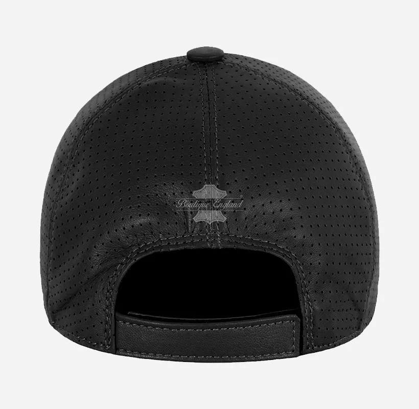 Unisex Perforated Leather Baseball Cap Leather Hat
