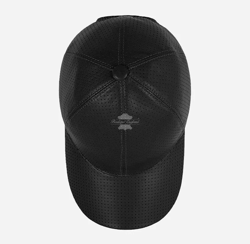 Unisex Perforated Leather Baseball Cap Leather Hat