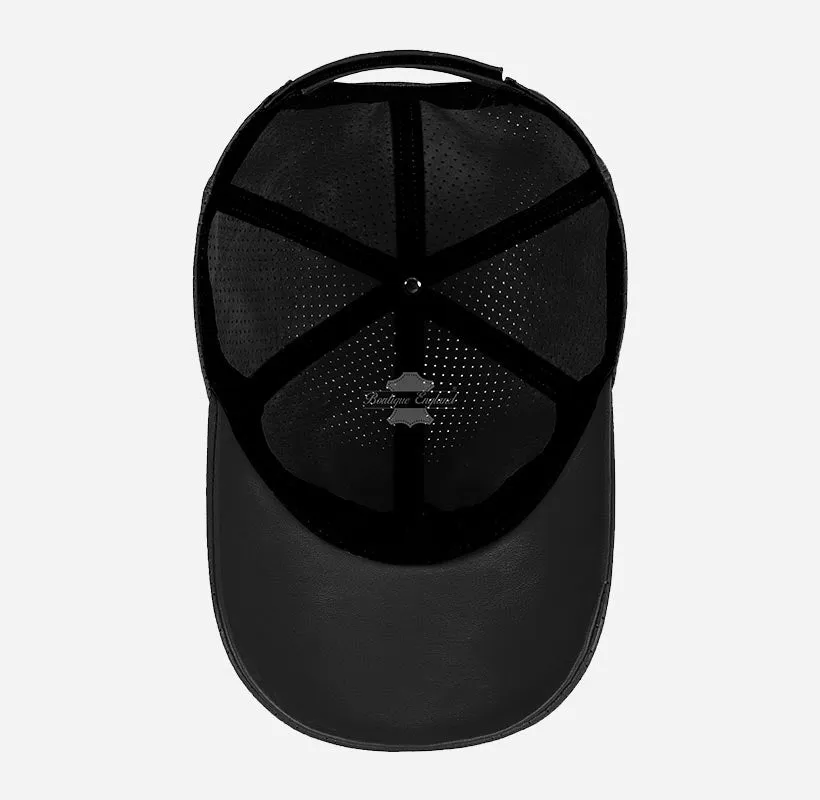 Unisex Perforated Leather Baseball Cap Leather Hat