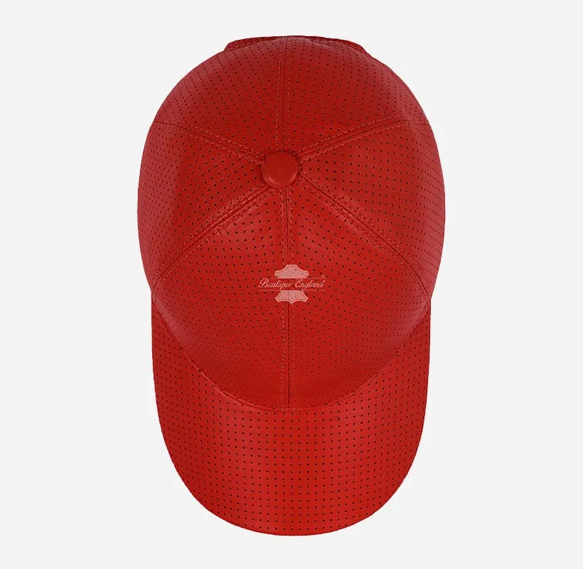 Unisex Perforated Leather Baseball Cap Leather Hat