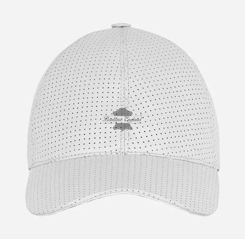 Unisex Perforated Leather Baseball Cap Leather Hat