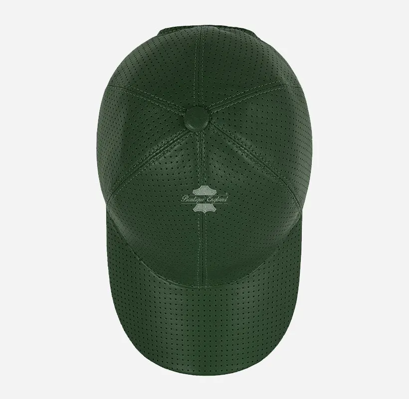 Unisex Perforated Leather Baseball Cap Leather Hat