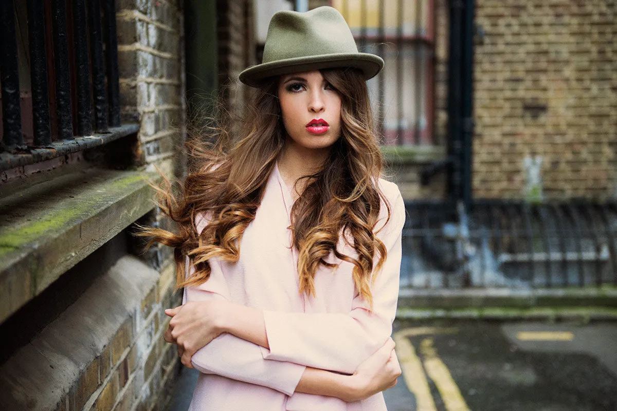 VIV SHORT BRIM FEDORA HAT - PALE OLIVE