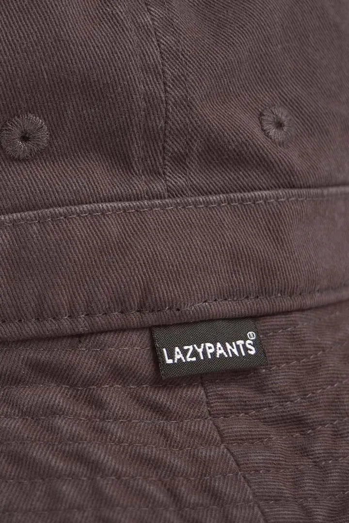 Washed cotton twill dad’s bucket hat in charcoal