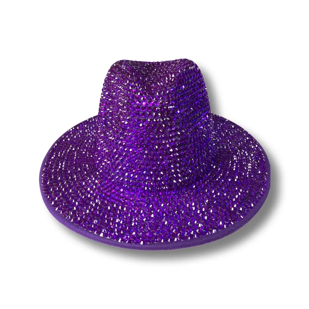 Wide Brim Fedora Hat - Mardi Gras