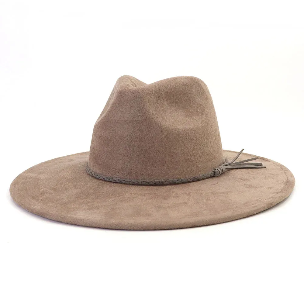 Wide Brim Felt Jazz Classic Fedoras Hat Suede Autumn Winter Top Hat