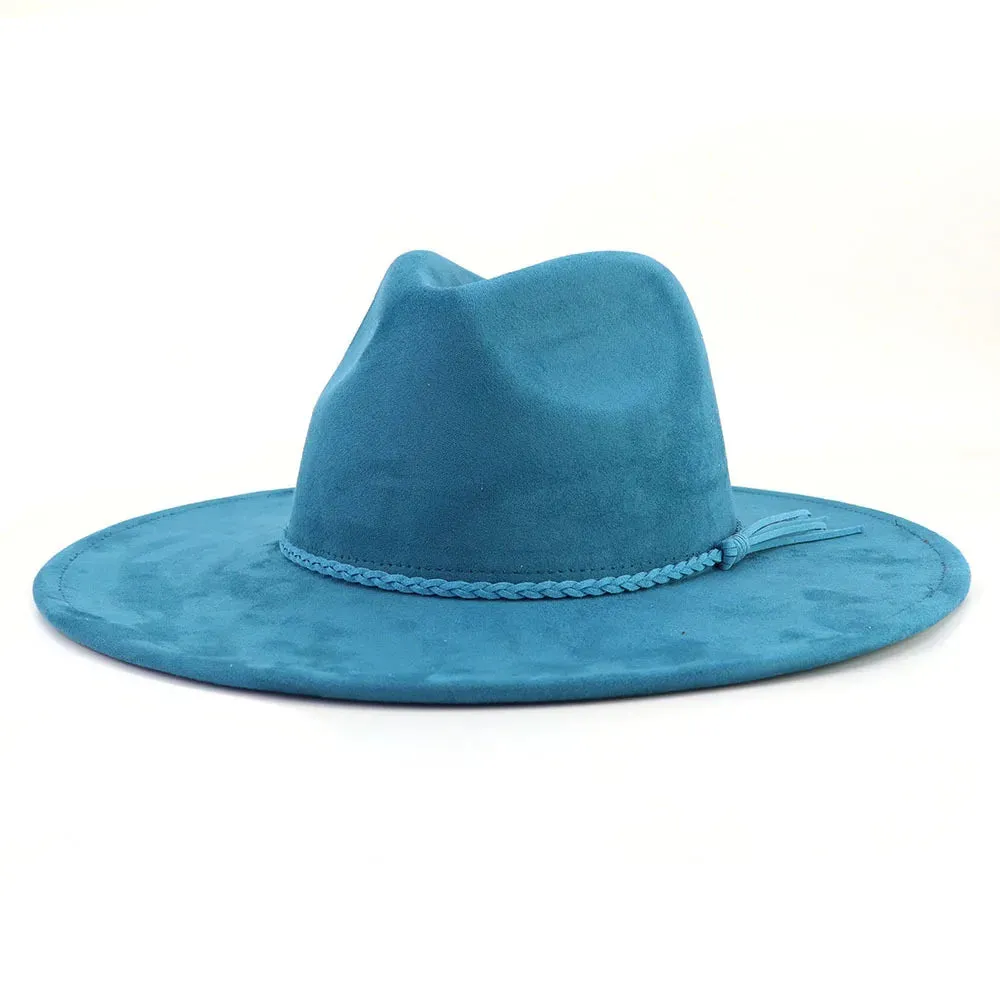 Wide Brim Felt Jazz Classic Fedoras Hat Suede Autumn Winter Top Hat
