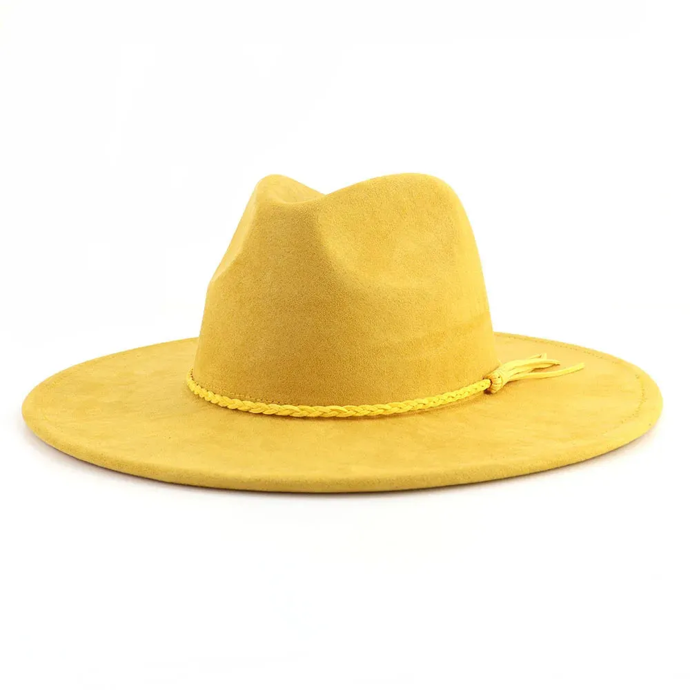 Wide Brim Felt Jazz Classic Fedoras Hat Suede Autumn Winter Top Hat