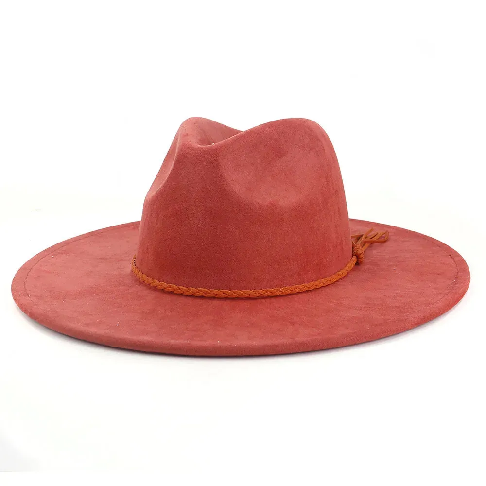 Wide Brim Felt Jazz Classic Fedoras Hat Suede Autumn Winter Top Hat