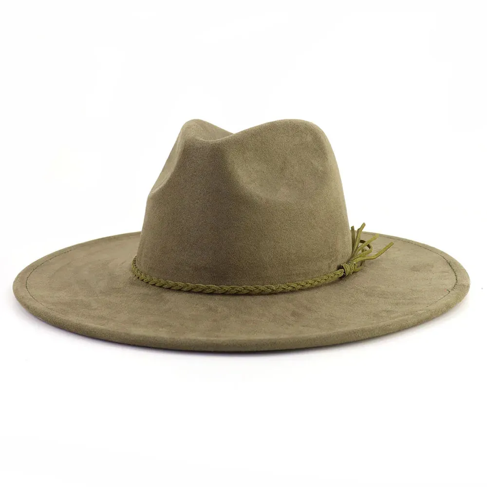 Wide Brim Felt Jazz Classic Fedoras Hat Suede Autumn Winter Top Hat