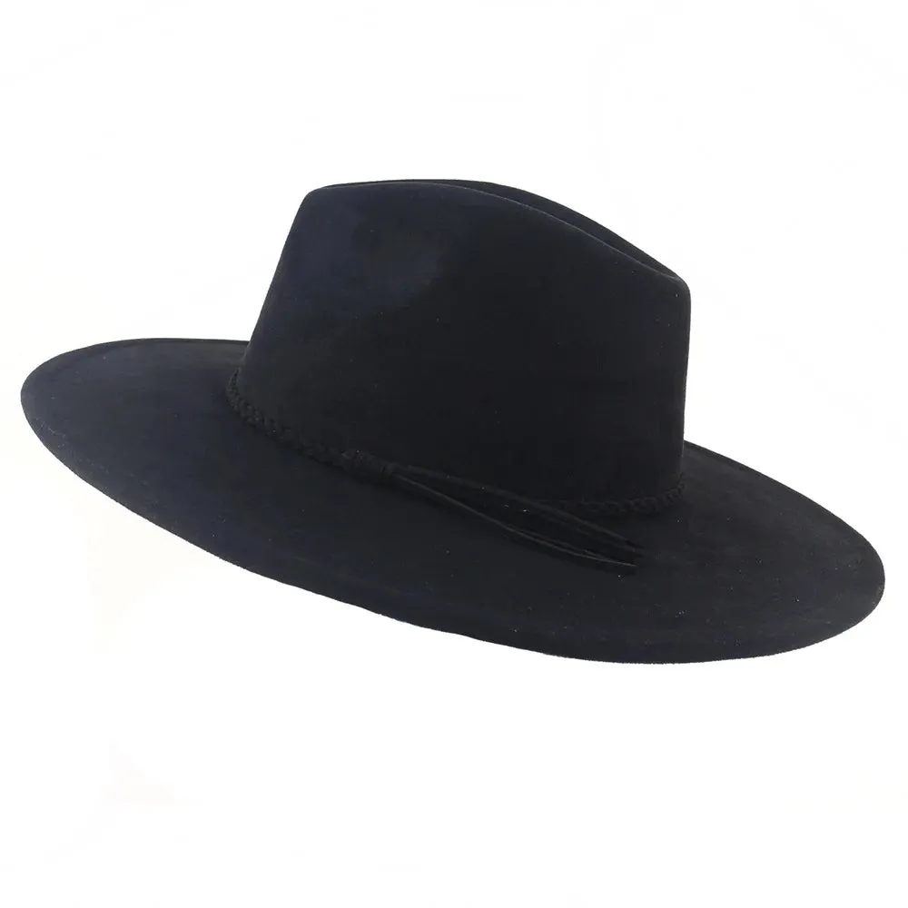 Wide Brim Felt Jazz Classic Fedoras Hat Suede Autumn Winter Top Hat