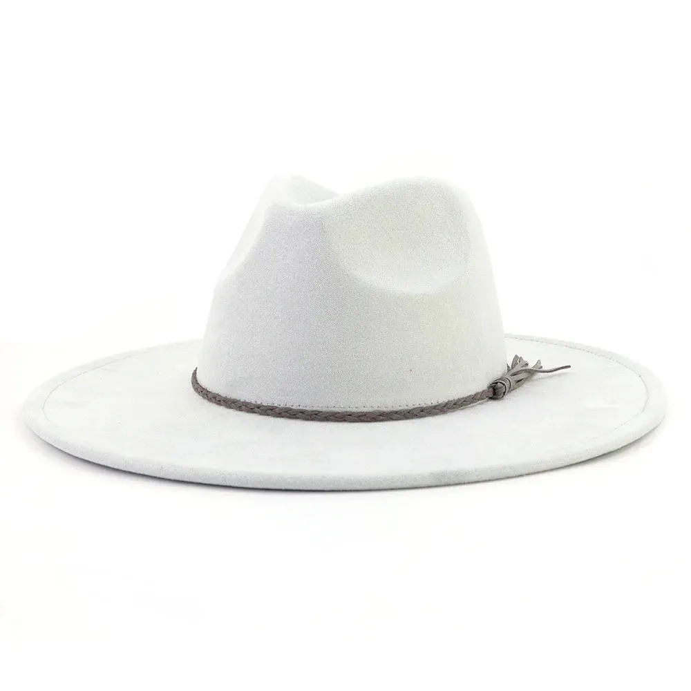 Wide Brim Felt Jazz Classic Fedoras Hat Suede Autumn Winter Top Hat