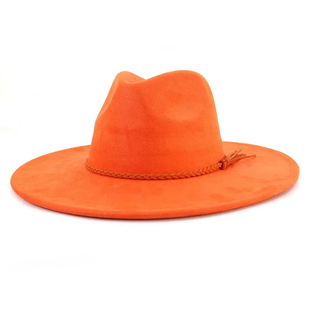 Wide Brim Felt Jazz Classic Fedoras Hat Suede Autumn Winter Top Hat