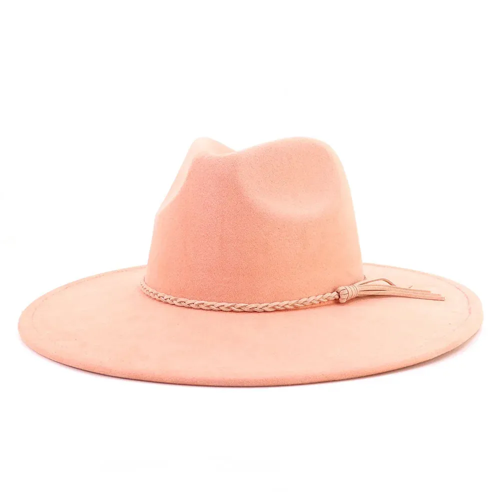Wide Brim Felt Jazz Classic Fedoras Hat Suede Autumn Winter Top Hat
