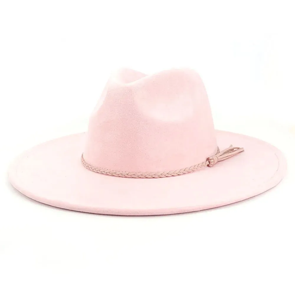 Wide Brim Felt Jazz Classic Fedoras Hat Suede Autumn Winter Top Hat