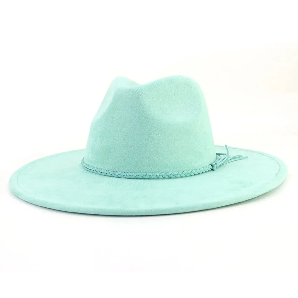 Wide Brim Felt Jazz Classic Fedoras Hat Suede Autumn Winter Top Hat