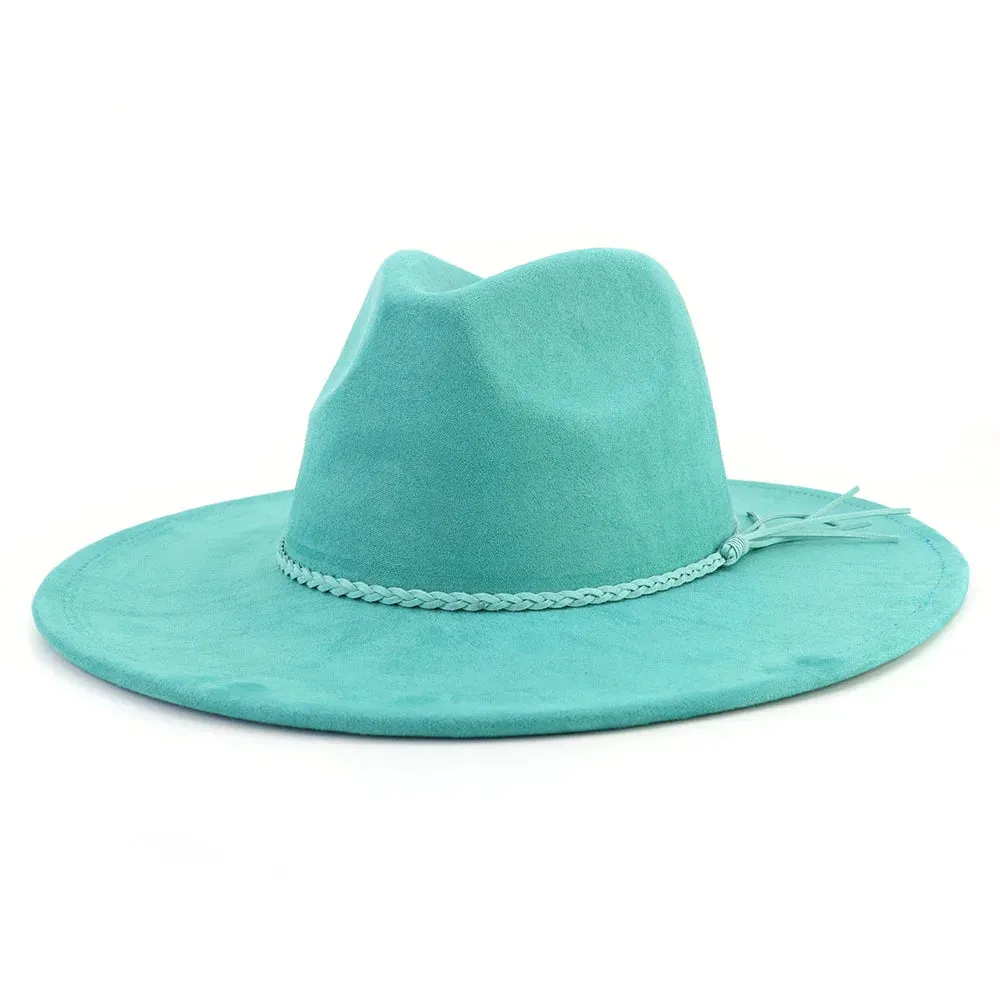 Wide Brim Felt Jazz Classic Fedoras Hat Suede Autumn Winter Top Hat