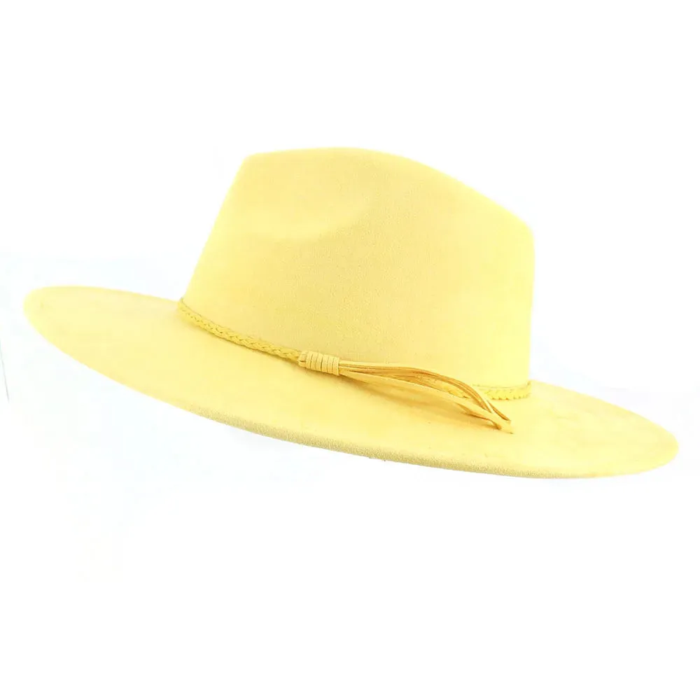 Wide Brim Felt Jazz Classic Fedoras Hat Suede Autumn Winter Top Hat