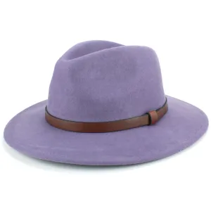 Wool Felt Fedora with Leather Band - Lilac